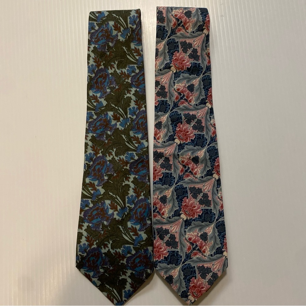 Two (2) Liberty of London Floral Cotton Ties Made in USA and England